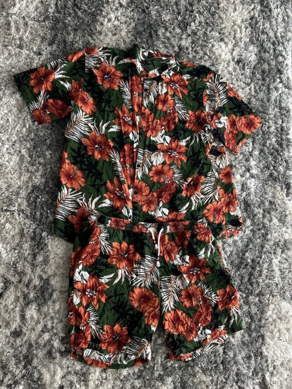 Jogal Flower Casual Button Down Short Sleeve Hawaiian Shirt Suits Xxx